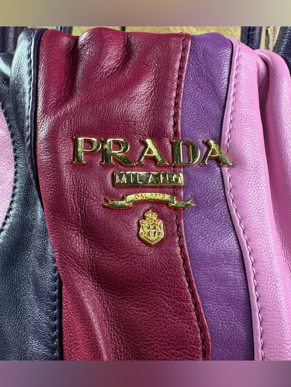 Prada Waves BN1680 Multicolor Nappa Leather Striped Satchel Bag - Picture 2 of 12